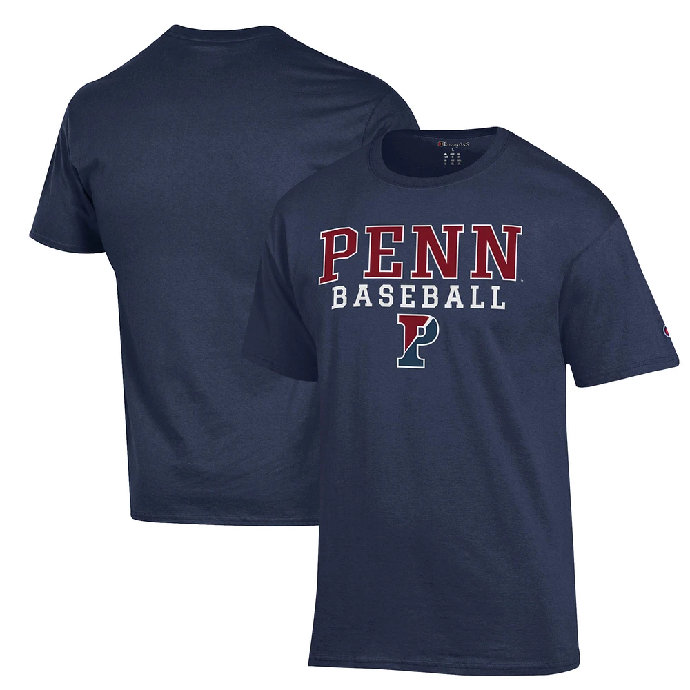 Men's Champion Navy Pennsylvania Quakers Stack Baseball T-Shirt