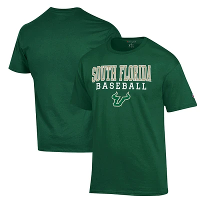 Men's Champion  Green South Florida Bulls Stack Baseball T-Shirt