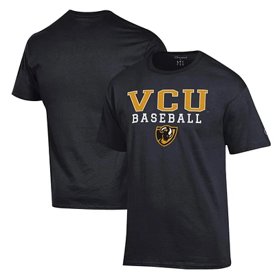 Men's Champion Black VCU Rams Stack Baseball T-Shirt