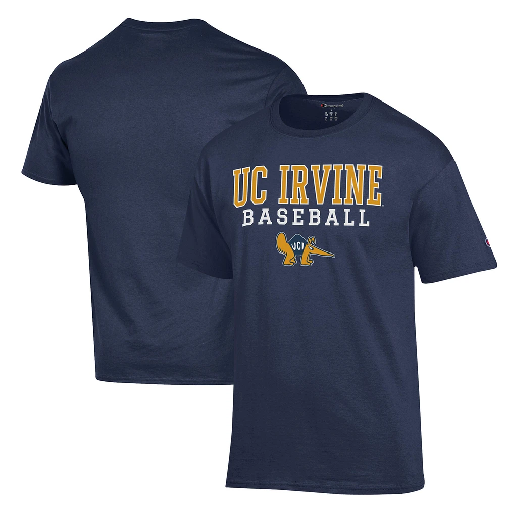 Men's Champion Navy UC Irvine Anteaters Stack Baseball T-Shirt