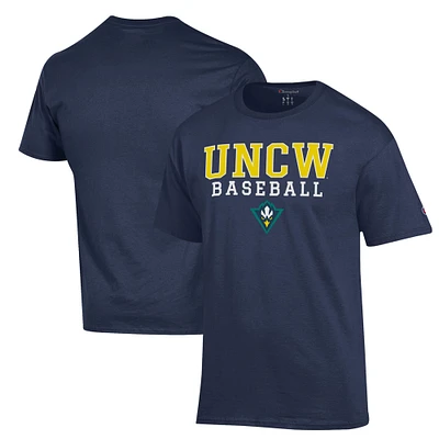 Men's Champion Navy UNC Wilmington Seahawks Stack Baseball T-Shirt