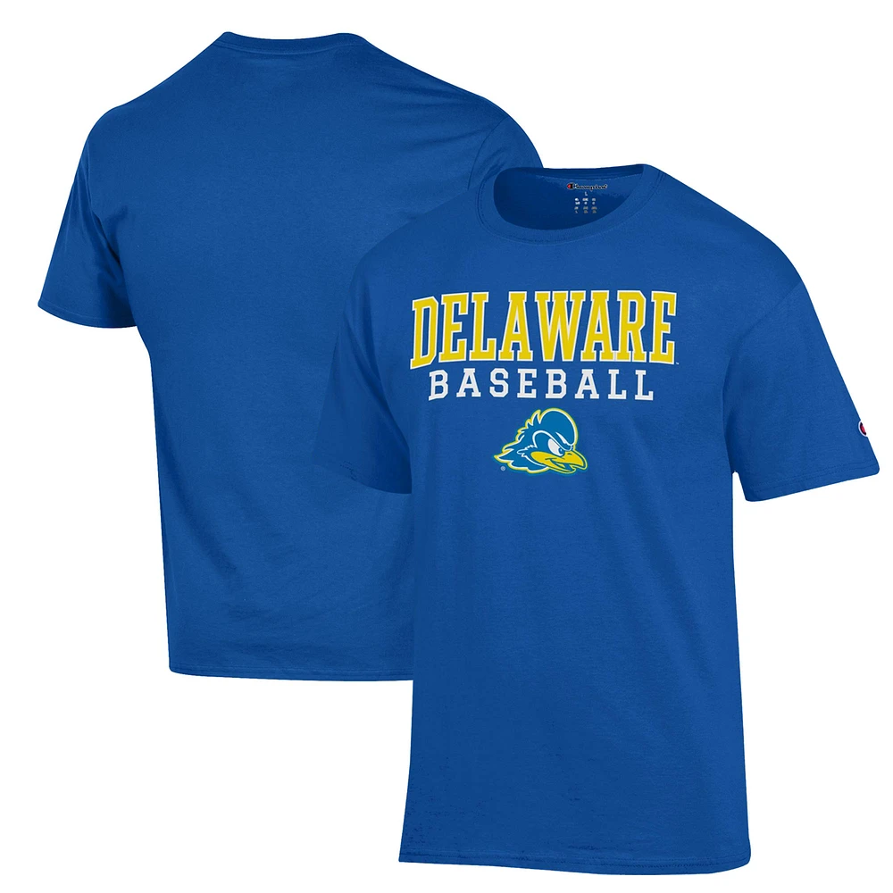Men's Champion Royal Delaware Fightin' Blue Hens Stack Baseball T-Shirt