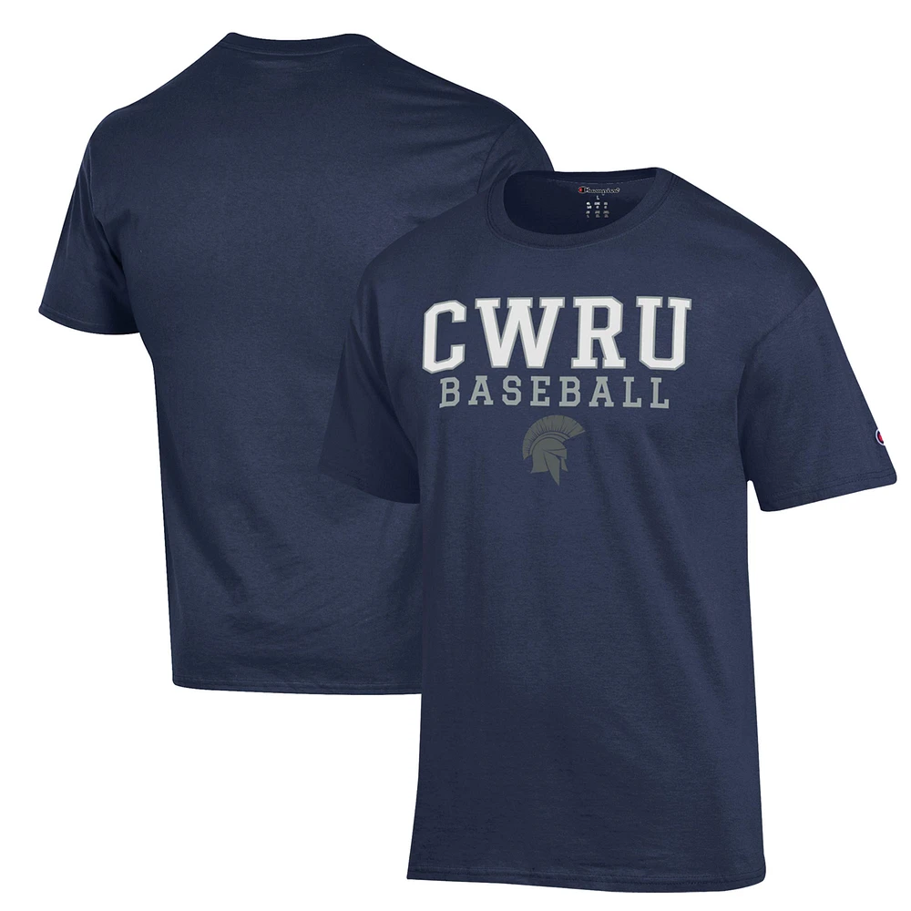 Men's Champion Navy Case Western Reserve Spartans Stack Baseball T-Shirt