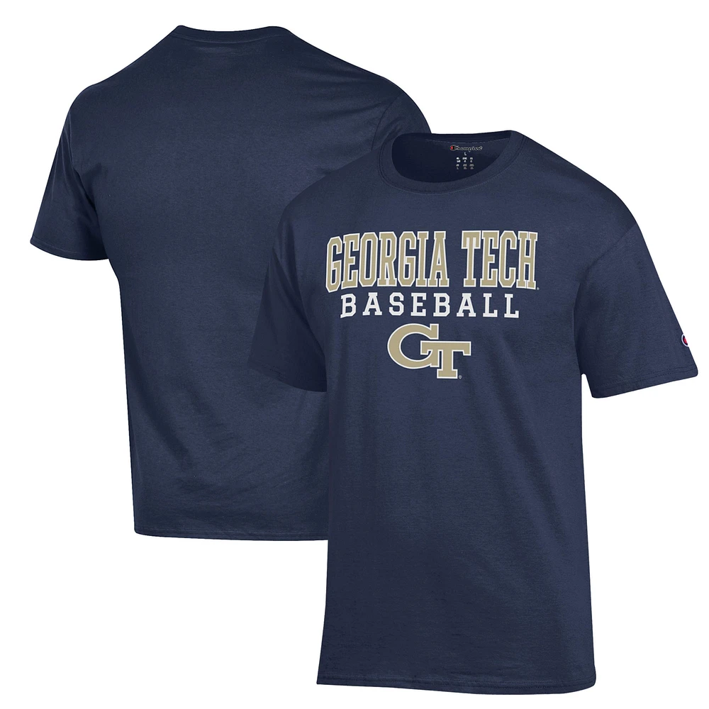 Men's Champion Navy Georgia Tech Yellow Jackets Stack Baseball T-Shirt