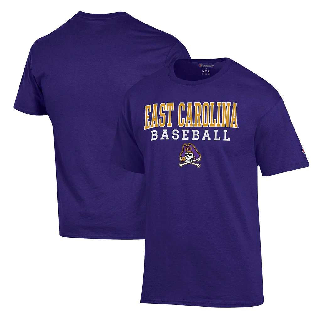 Men's Champion Purple ECU Pirates Stack Baseball T-Shirt