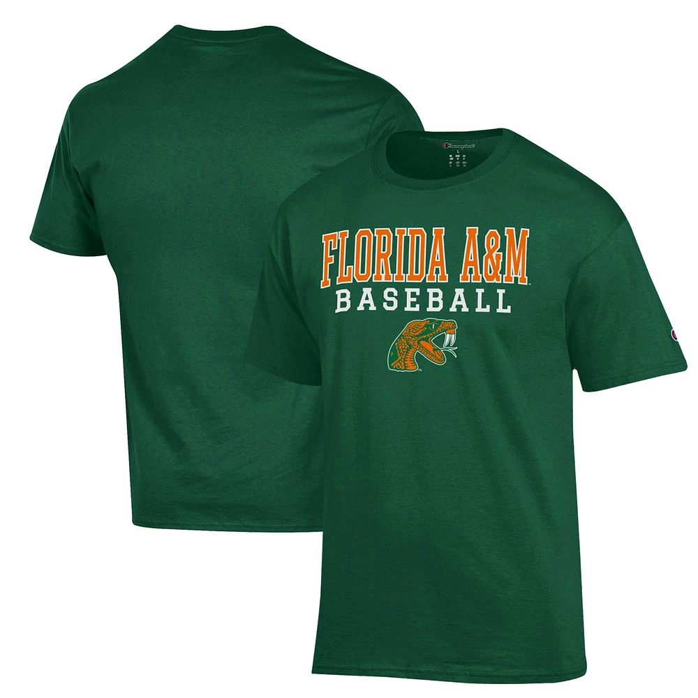 Men's Champion Green Florida A&M Rattlers Stack Baseball T-Shirt