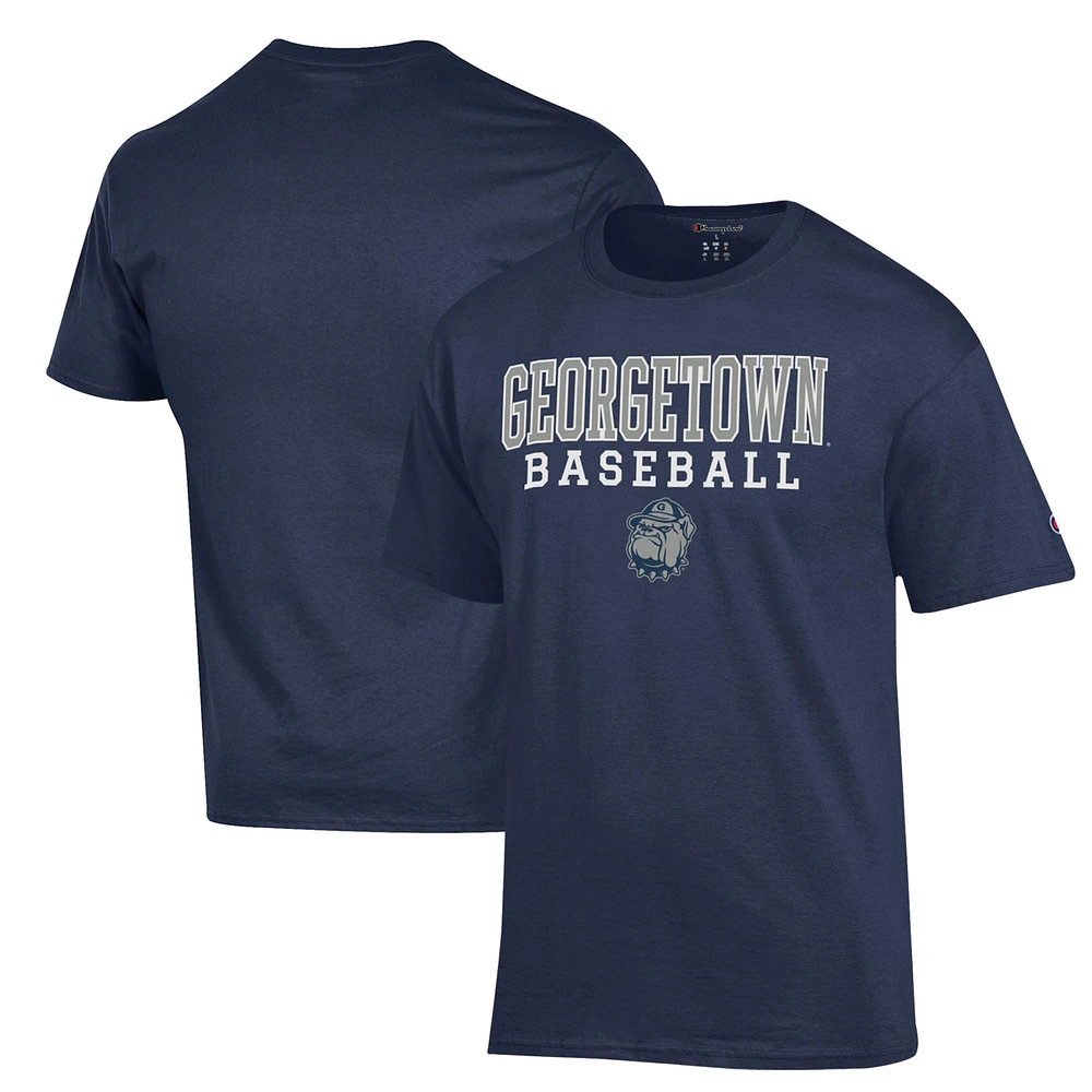 Men's Champion Navy Georgetown Hoyas Stack Baseball T-Shirt