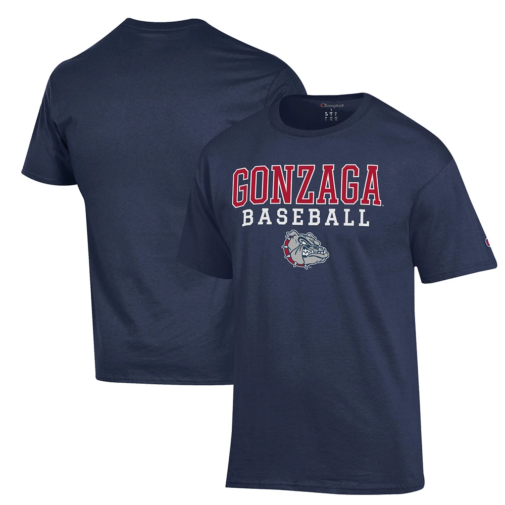 Men's Champion Navy Gonzaga Bulldogs Stack Baseball T-Shirt