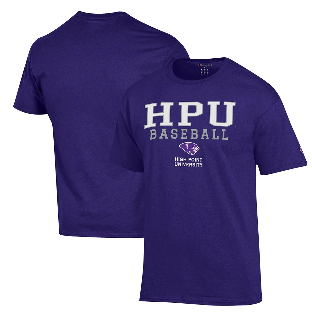 Men's Champion Purple High Point Panthers Stack Baseball T-Shirt