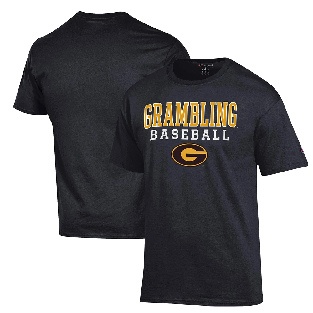 Men's Champion Black Grambling Tigers Stack Baseball T-Shirt