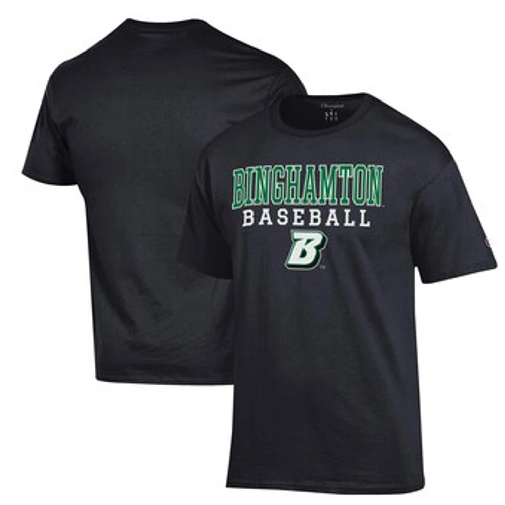 Men's Champion Black Binghamton Bearcats Stack Baseball T-Shirt
