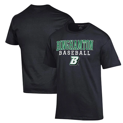 Men's Champion Black Binghamton Bearcats Stack Baseball T-Shirt