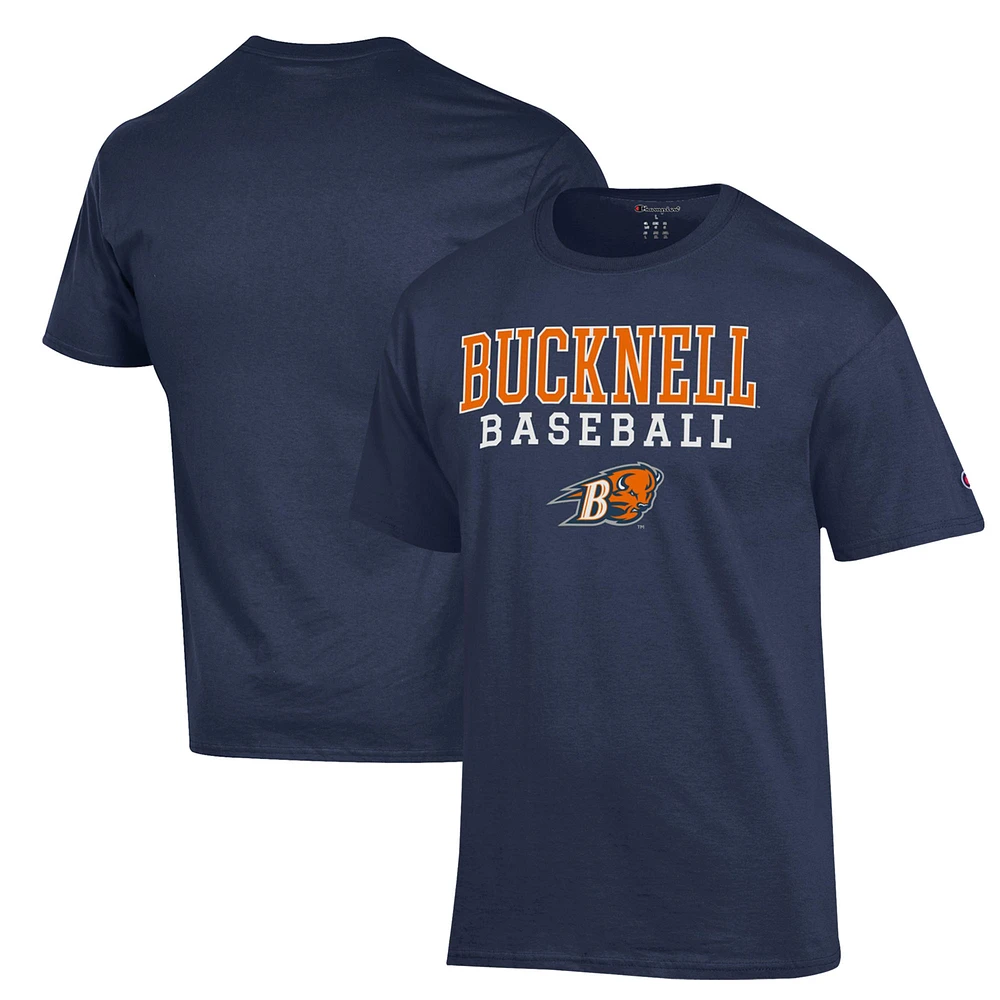 Men's Champion Navy Bucknell Bison Stack Baseball T-Shirt