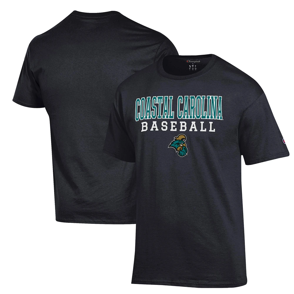 Men's Champion Black Coastal Carolina Chanticleers Stack Baseball T-Shirt