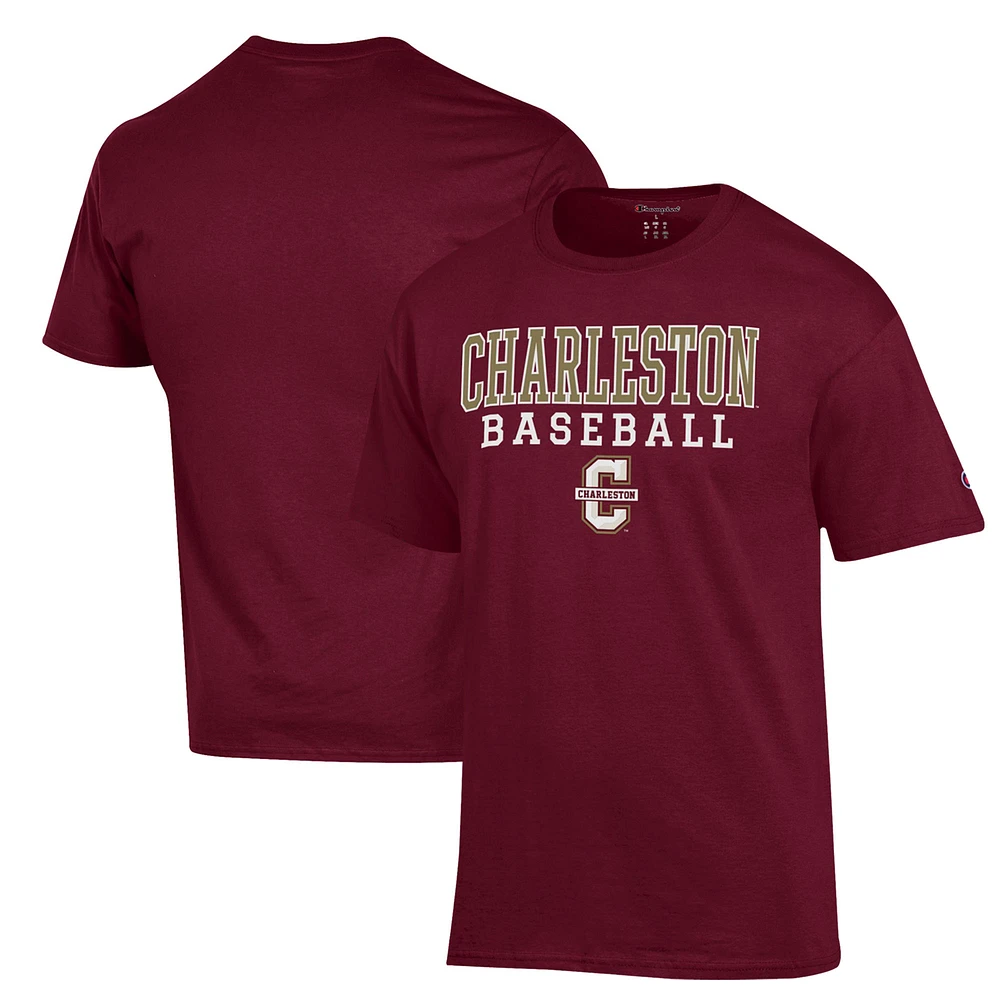 Men's Champion Maroon Charleston Cougars Stack Baseball T-Shirt