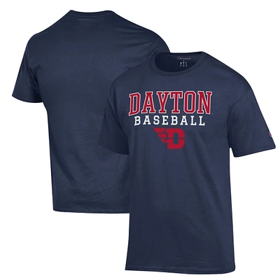 Men's Champion  Navy Dayton Flyers Stack Baseball T-Shirt