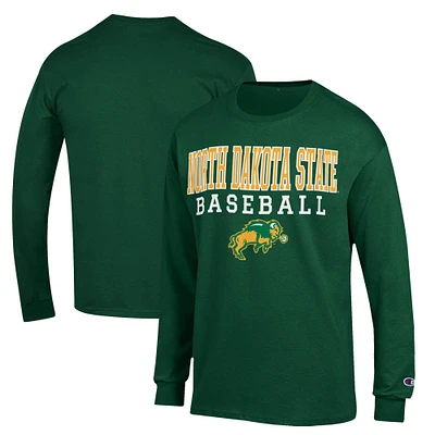 Men's Champion Green NDSU Bison Stack Baseball Long Sleeve T-Shirt