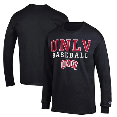 Men's Champion Black UNLV Rebels Stack Baseball Long Sleeve T-Shirt