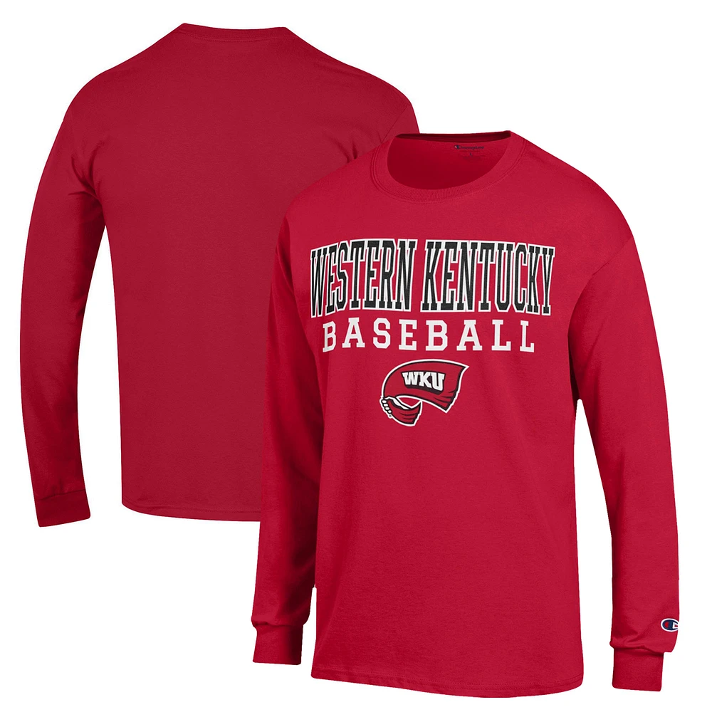 Men's Champion Red Western Kentucky Hilltoppers Stack Baseball Long Sleeve T-Shirt
