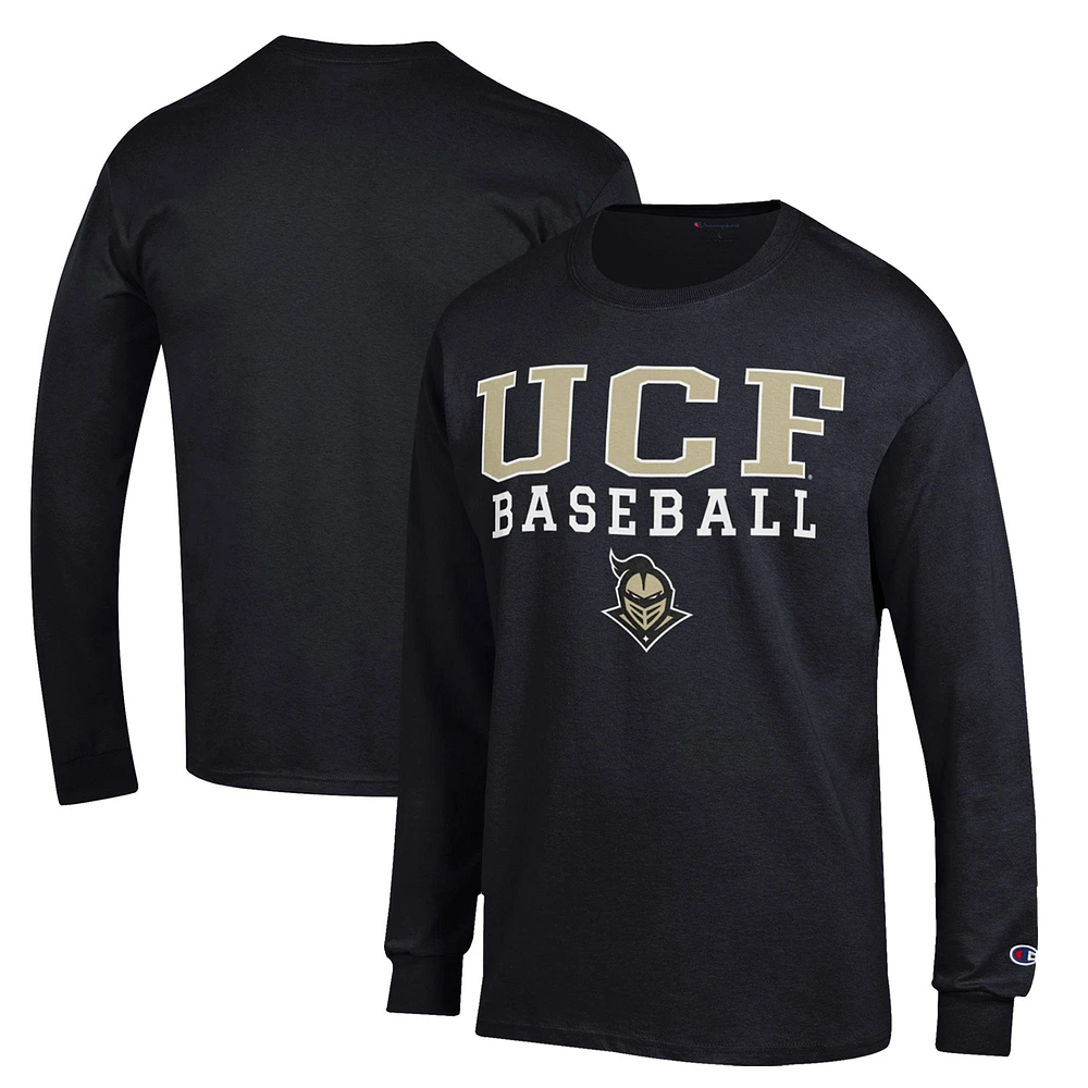 Men's Champion Black UCF Knights Stack Baseball Long Sleeve T-Shirt