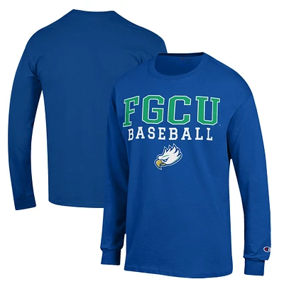 Men's Champion Blue Florida Gulf Coast Eagles Stack Baseball Long Sleeve T-Shirt