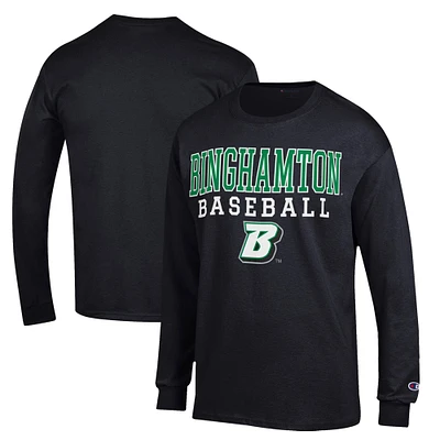 Men's Champion Black Binghamton Bearcats Stack Baseball Long Sleeve T-Shirt