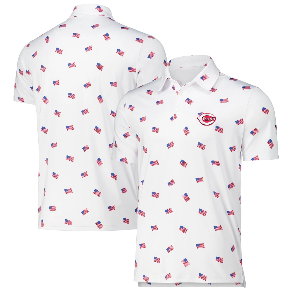 Men's Antigua White Cincinnati Reds Americana Polo