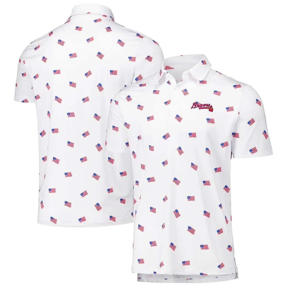 Men's Antigua White Atlanta Braves Americana Polo