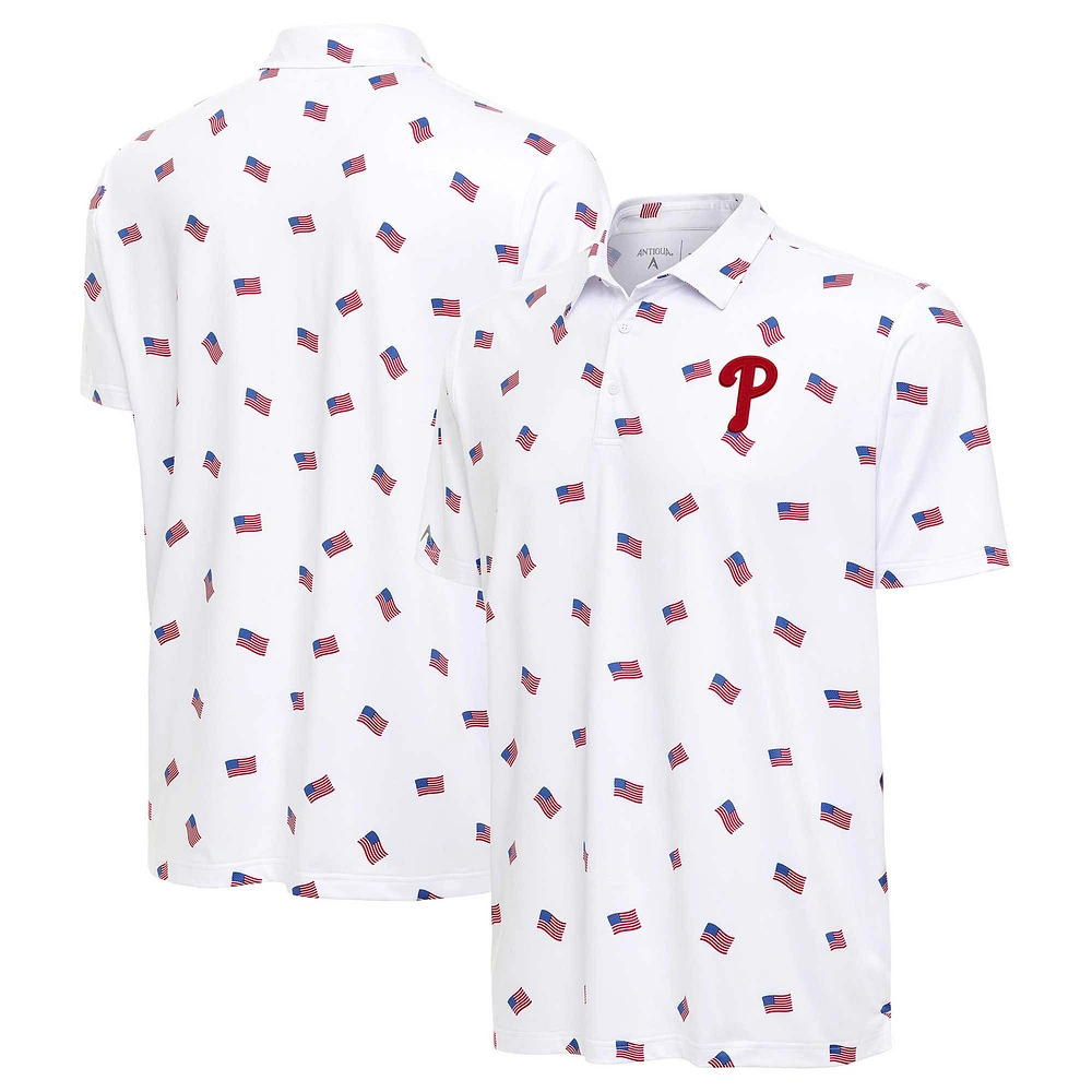 Men's Antigua White Philadelphia Phillies Americana Polo