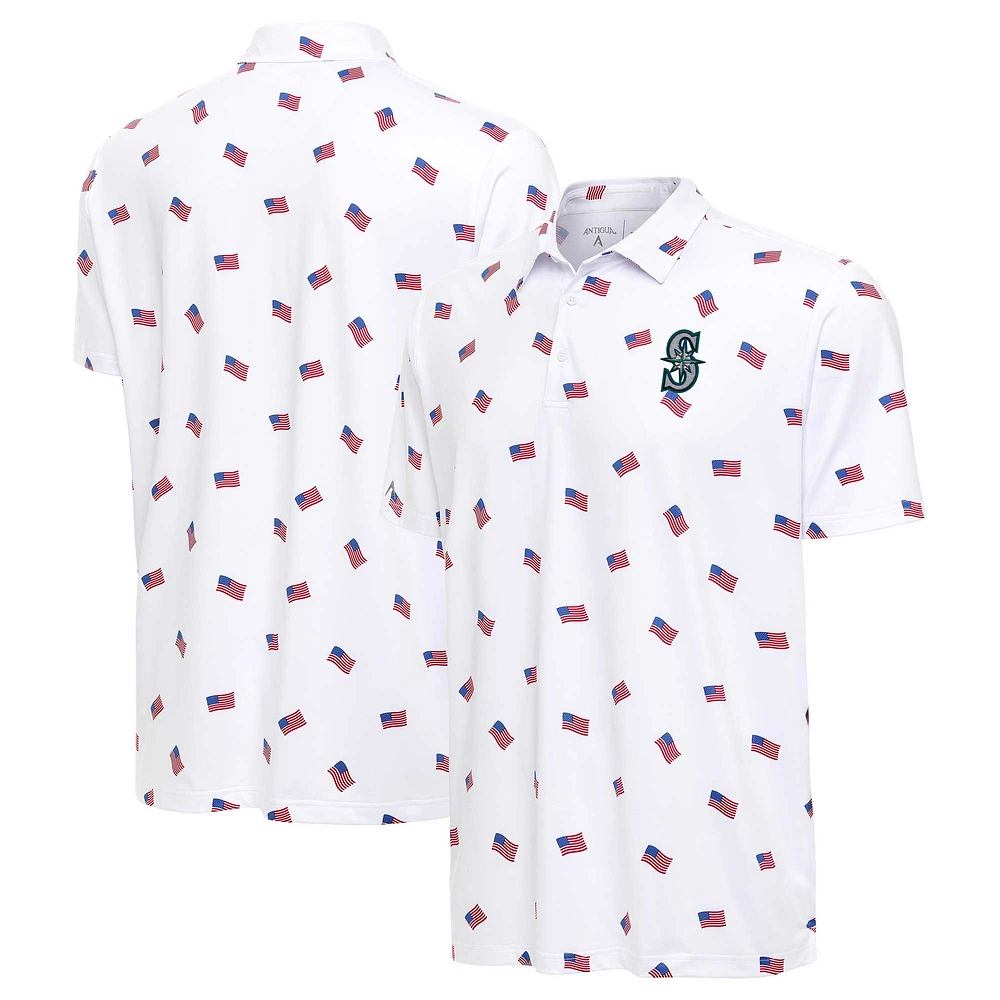 Men's Antigua White Seattle Mariners Americana Polo