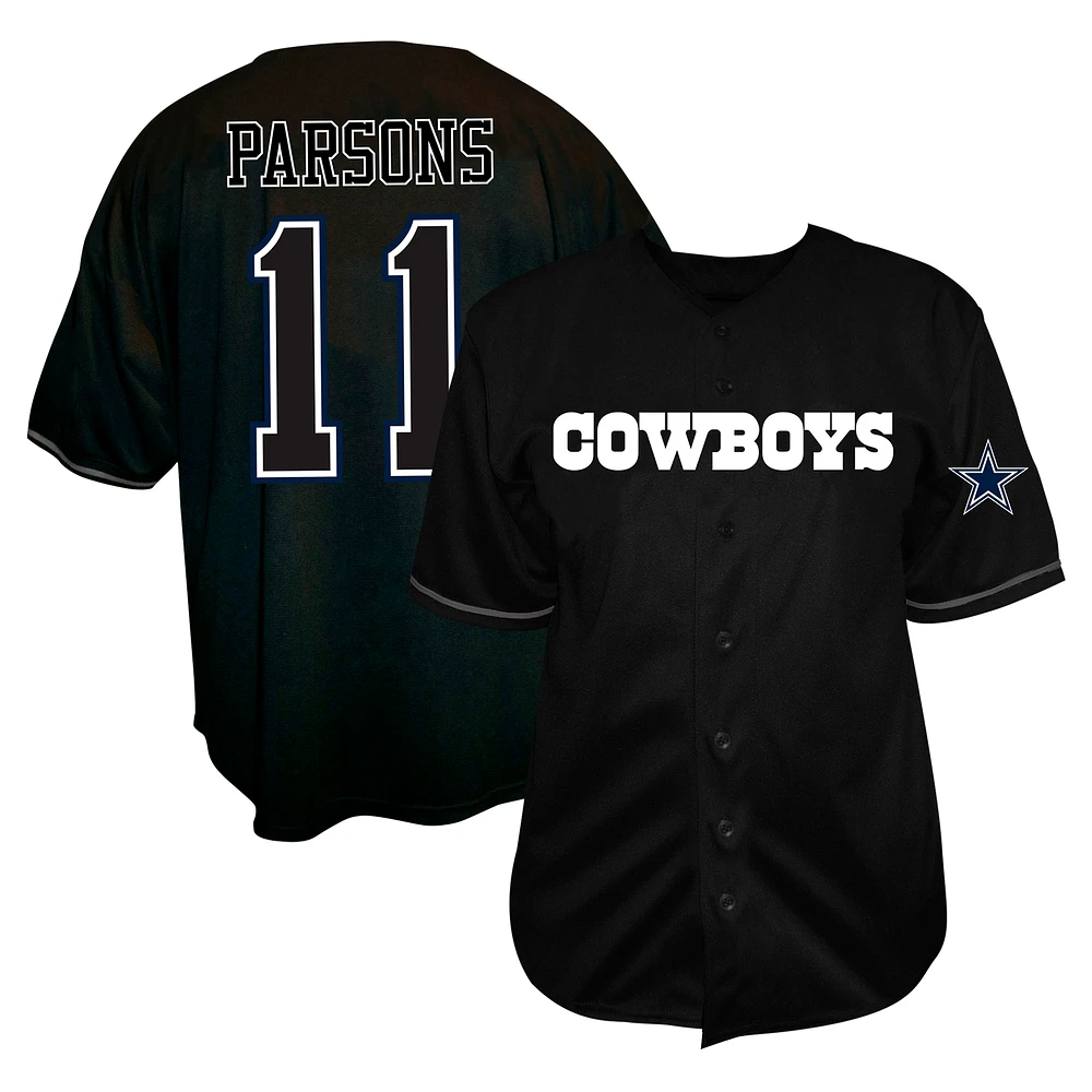 Men's Fanatics Micah Parsons Black Dallas Cowboys Big & Tall Baseball Button-Up Shirt