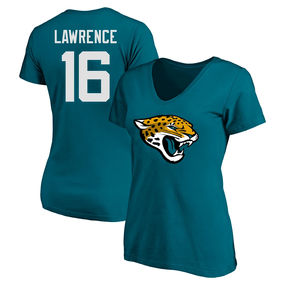 Women's Trevor Lawrence Teal Jacksonville Jaguars Plus Fair Catch Name & Number Scoop Neck T-Shirt