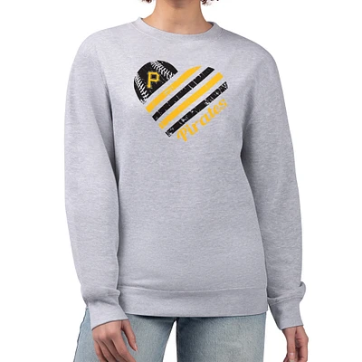 Women's G-III 4Her by Carl Banks Heather Gray Pittsburgh Pirates Heart Logo Fleece Pullover Sweatshirt