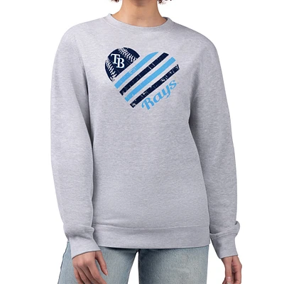 Women's G-III 4Her by Carl Banks Heather Gray Tampa Bay Rays Heart Logo Fleece Pullover Sweatshirt