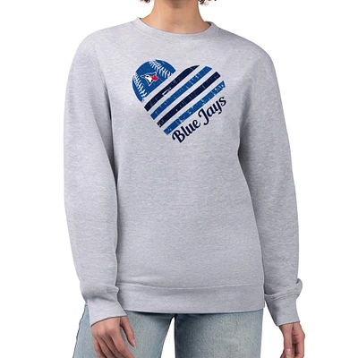 Women's G-III 4Her by Carl Banks Heather Gray Toronto Blue Jays Heart Logo Fleece Pullover Sweatshirt