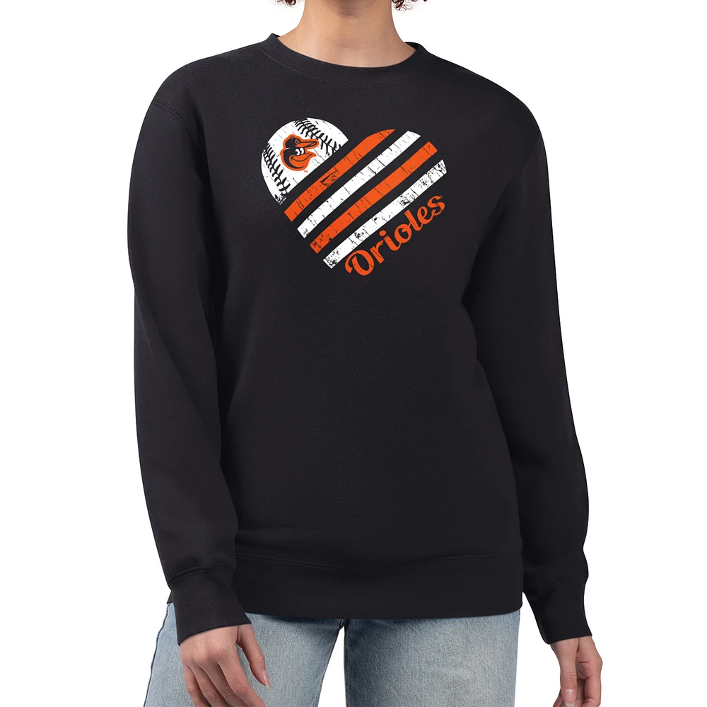 Women's G-III 4Her by Carl Banks Baltimore Orioles Heart Logo Fleece Pullover Sweatshirt