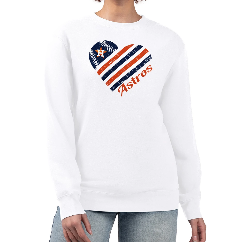 Women's G-III 4Her by Carl Banks White Houston Astros Heart Logo Fleece Pullover Sweatshirt