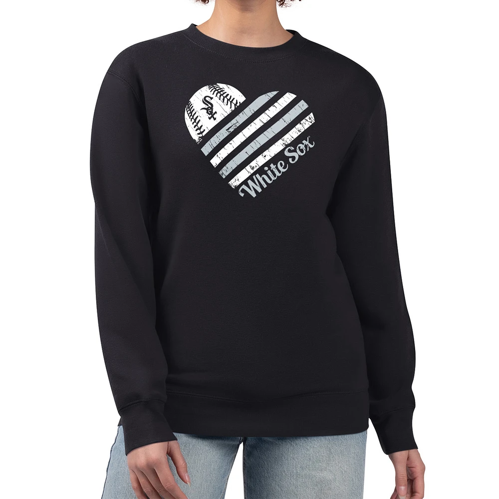 Women's G-III 4Her by Carl Banks Chicago White Sox Heart Logo Fleece Pullover Sweatshirt