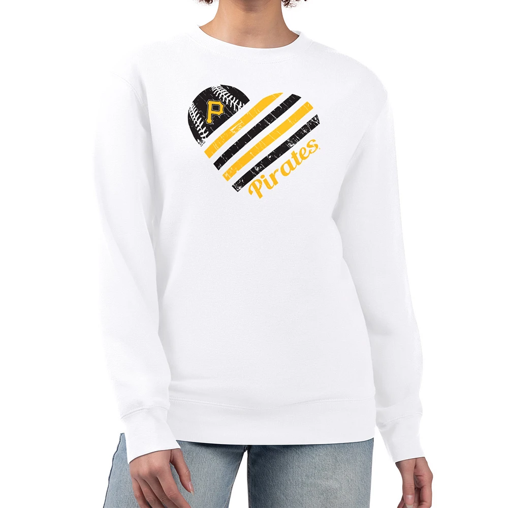 Women's G-III 4Her by Carl Banks White Pittsburgh Pirates Heart Logo Fleece Pullover Sweatshirt