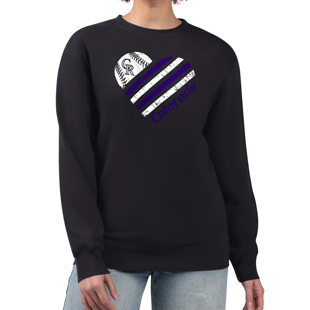 Women's G-III 4Her by Carl Banks Colorado Rockies Heart Logo Fleece Pullover Sweatshirt