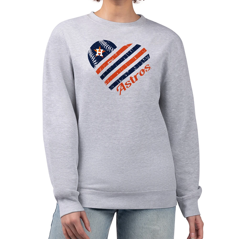 Women's G-III 4Her by Carl Banks Heather Gray Houston Astros Heart Logo Fleece Pullover Sweatshirt