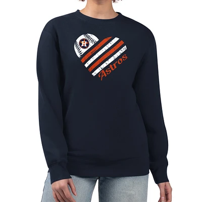 Women's G-III 4Her by Carl Banks Navy Houston Astros Heart Logo Fleece Pullover Sweatshirt