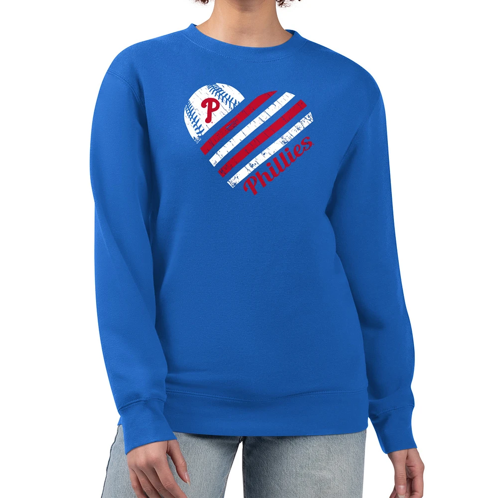 Women's G-III 4Her by Carl Banks Royal Philadelphia Phillies Heart Logo Fleece Pullover Sweatshirt