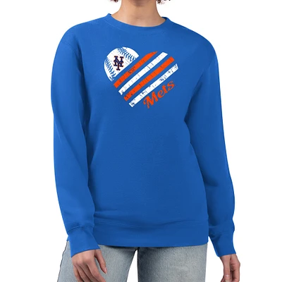 Women's G-III 4Her by Carl Banks Royal New York Mets Heart Logo Fleece Pullover Sweatshirt