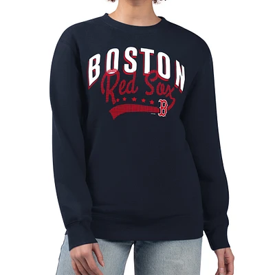 Women's G-III 4Her by Carl Banks Navy Boston Red Sox Filigree Logo Fleece Pullover Sweatshirt