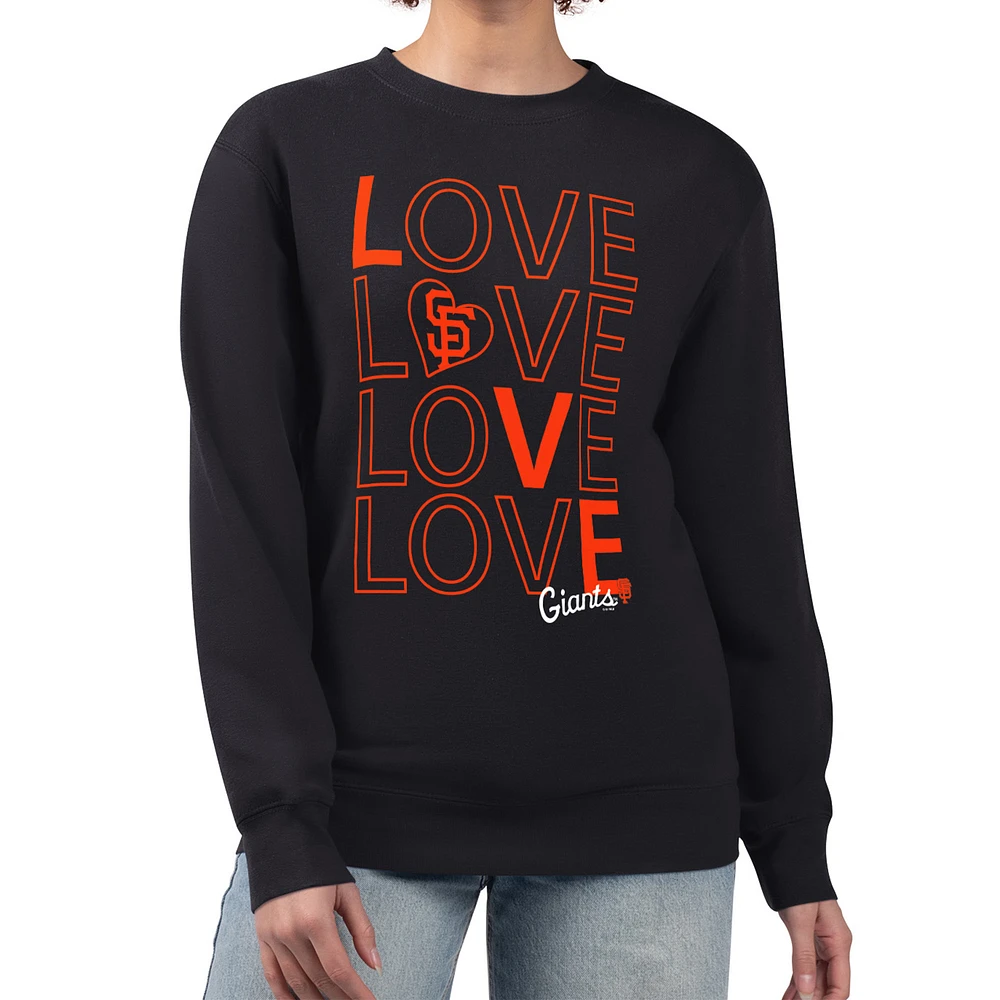 Women's G-III 4Her by Carl Banks Black San Francisco Giants Love Team Logo Fleece Pullover Sweatshirt