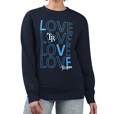 Women's G-III 4Her by Carl Banks Navy Tampa Bay Rays Love Team Logo Fleece Pullover Sweatshirt