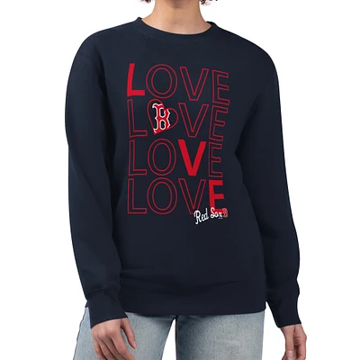 Women's G-III 4Her by Carl Banks Navy Boston Red Sox Love Team Logo Fleece Pullover Sweatshirt