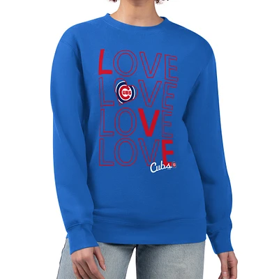 Women's G-III 4Her by Carl Banks Royal Chicago Cubs Love Team Logo Fleece Pullover Sweatshirt