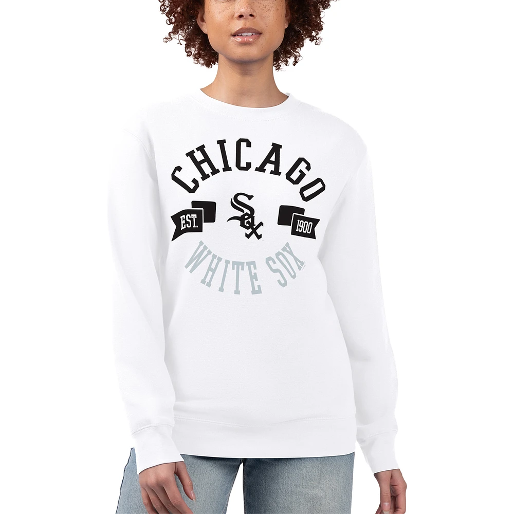 Women's G-III 4Her by Carl Banks White Chicago Sox Team Logo Fleece Pullover Sweatshirt